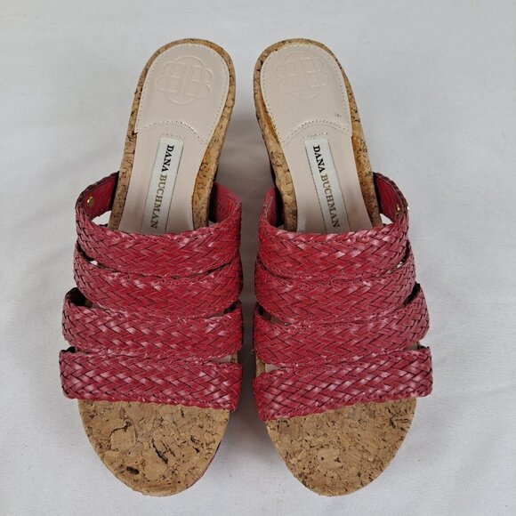 Dana Buchman Size 6M Billy Sandals Red Woven Braided Straps Cork Sole NWOT - Picture 8 of 15